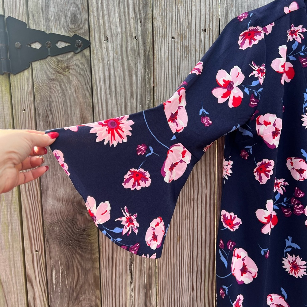 MUDPIE Mia Bell Sleeve Navy floral Dress Women’s Small NWT NEW - Picture 6 of 13